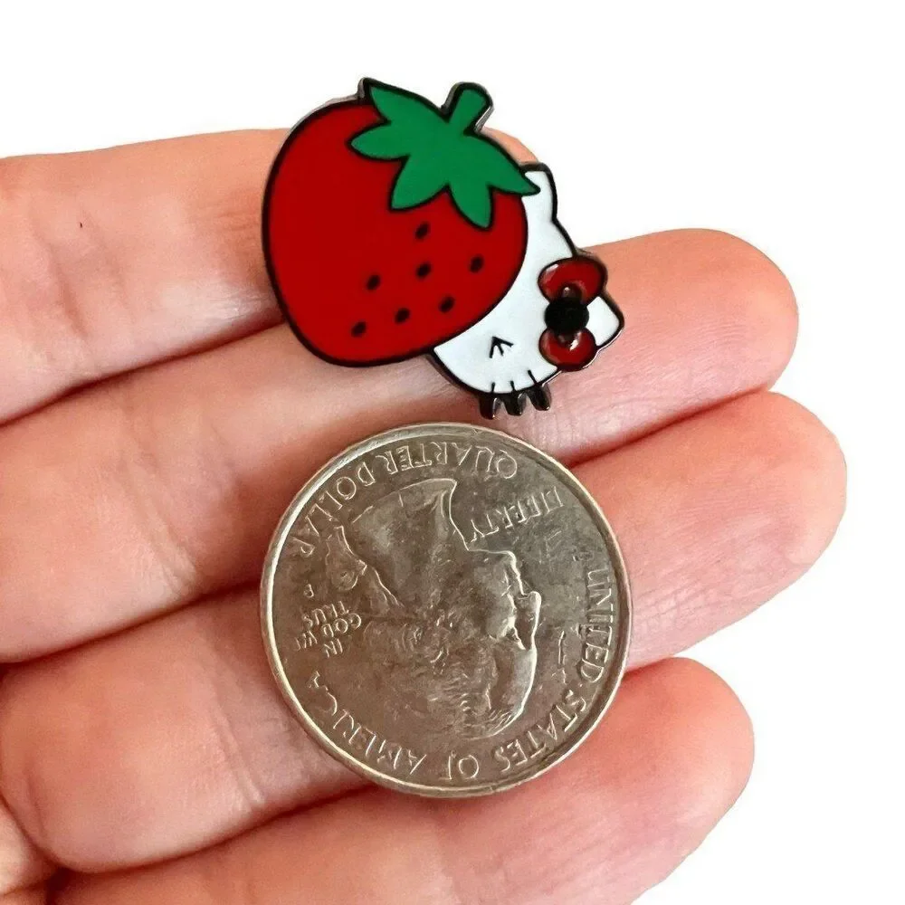 Strawberry Kitty Enamel Pin